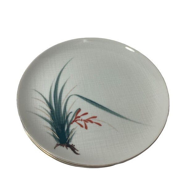 Nunome Other - Vtg 3 Nunome China Dinner Plates 10 in Grass Red Flower Gray Plaid Japan OOAK‎